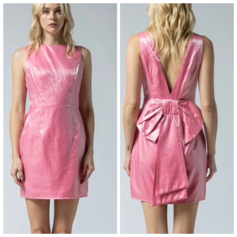 New Medium Vestique Bubblegum Pink Bow Cocktail Mini Dress